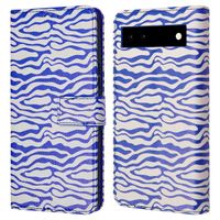 imoshion Design Bookcase Google Pixel 6a - White Blue Stripes