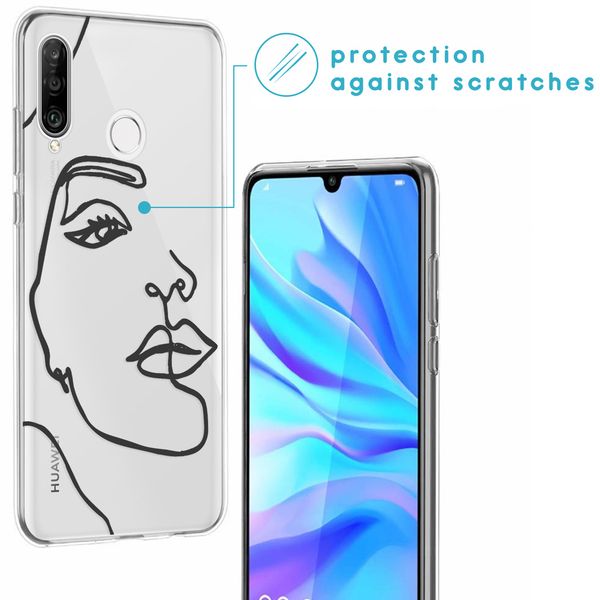 imoshion Design hoesje Huawei P30 Lite - Abstract Gezicht - Zwart