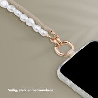Selencia Telefoonkoorden set met Parels en Elastiekjes - Greige