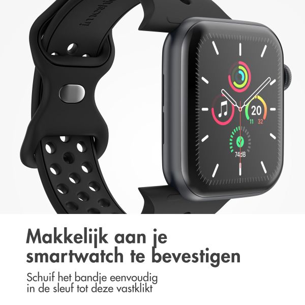 imoshion Siliconen Sport⁺ bandje Apple Watch Series 1 - 9 / SE (38/40/41 mm) | Series 10 / 11 (42 mm) - Maat M/L - Zwart