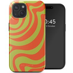 Selencia Vivid Backcover met MagSafe Apple iPhone 15 - Wavy Swirl Orange Fern