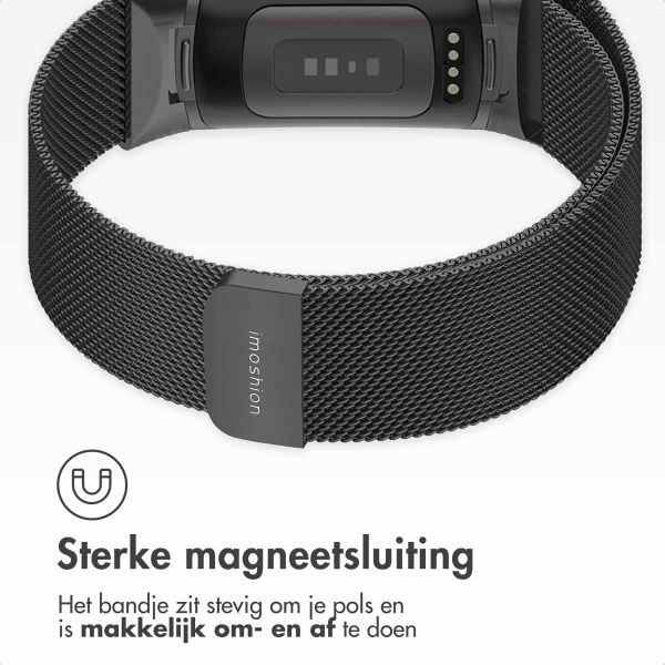 imoshion Milanees magnetisch bandje Fitbit Charge 5 - Maat M - Zwart