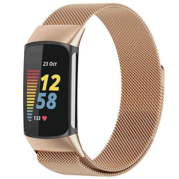 imoshion Milanees magnetisch bandje Fitbit Charge 5 / Charge 6 - Maat M - Rosé Goud