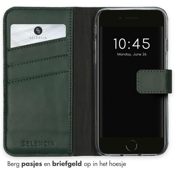 Selencia Echt Lederen Bookcase Apple iPhone SE (2022 / 2020) / 8 / 7 / 6(s) - Groen