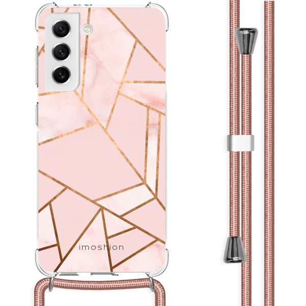 imoshion Design hoesje met koord Samsung Galaxy S21 - Grafisch Koper - Roze / Goud