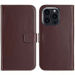 Selencia Genuine Leather Book Case Apple iPhone 16 Pro - Brown