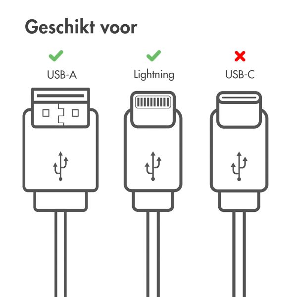 imoshion Lightning naar USB kabel - Non-MFi - Gevlochten textiel - 0,5 meter - Wit