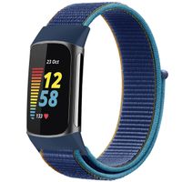 imoshion Nylon bandje Fitbit Charge 5 / Charge 6 - Maat L - Donkerblauw