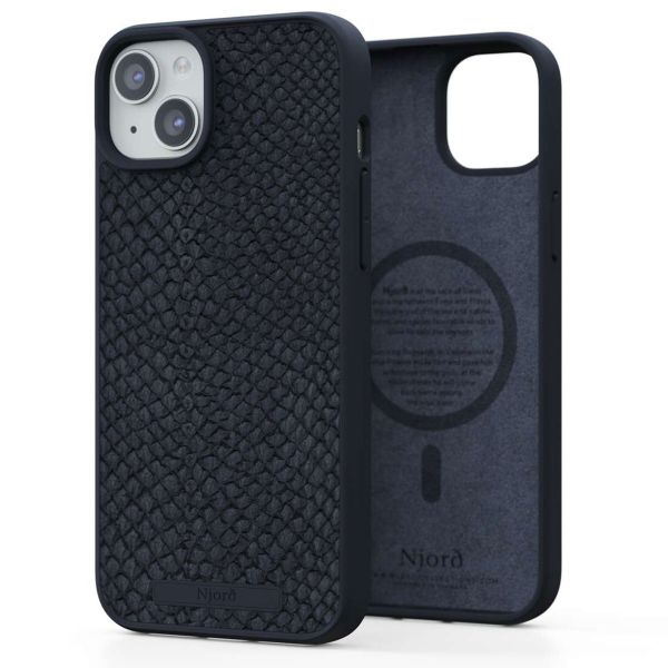 Njorð Collections Salmon Leather MagSafe Case iPhone 15 Plus - Black