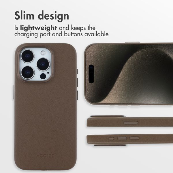 Accezz Leather Back Cover with MagSafe Apple iPhone 15 Pro - Coffee Brown
