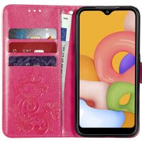 Klavertje Bloemen Bookcase Samsung Galaxy A01 - Fuchsia