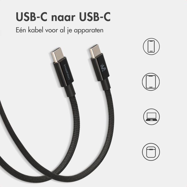 imoshion Braided USB-C naar USB-C kabel 100W - 2 meter - Zwart