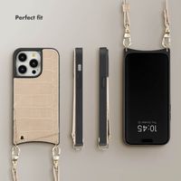 Selencia Nova Croco Phone Case with Cord and Card Holder Apple iPhone 14 Pro - Beige