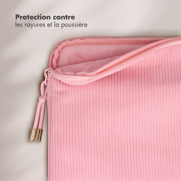 Selencia Corduroy Laptop hoes 13-14 inch - Laptopsleeve - Soft Blush