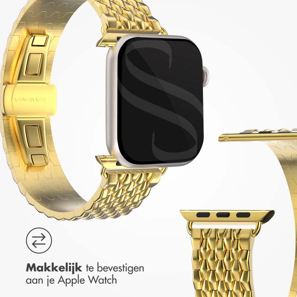 Selencia Stalen draak band Apple Watch Series 1 t/m 9 / SE (38/40/41 mm) | Series 10 (42 mm) - Goud