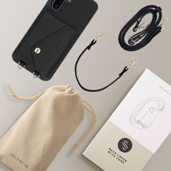 Selencia Sera Telefoonhoes met Koord en Envelop Pashouder Samsung Galaxy A17 (5G) - Zwart