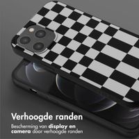 Selencia Siliconen design hoesje met afneembaar koord Apple iPhone 12 Pro Max - Irregular Check Black