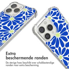imoshion Design hoesje met koord Apple iPhone 15 Pro Max - Cobalt Blue Flowers Connect