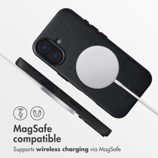 Accezz Leather Back Cover with MagSafe Apple iPhone 16 - Onyx Black