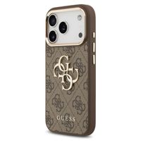 Guess 4G Metal Logo Backcover Apple iPhone 17 Pro - Gold Edge - Brown