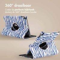 imoshion 360° Draaibare Design Bookcase Apple iPad 9 (2021) 10.2 inch / iPad 8 (2020) 10.2 inch / iPad 7 (2019) 10.2 inch - White Blue Stripes
