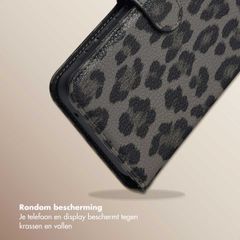 Selencia Sabi Bookcase met Panterprint Samsung Galaxy A55 - Midnight Black