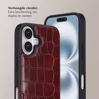 Selencia Nova Croco Telefoonhoes met Koord en Pashouder Apple iPhone 16 - Burgundy