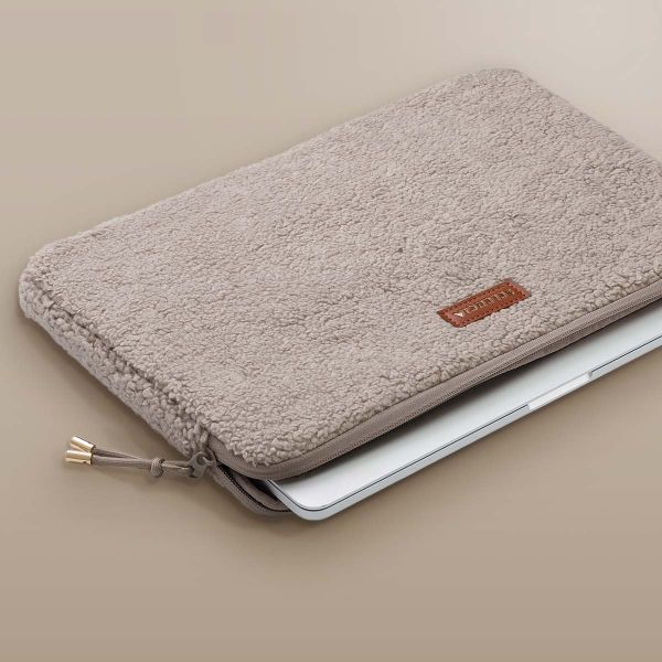 Selencia Teddy Laptop hoes 13-14 inch - Laptopsleeve - Sand