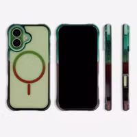 Selencia Gradient Backcover met MagSafe Apple iPhone 17 - Groen / Bruin