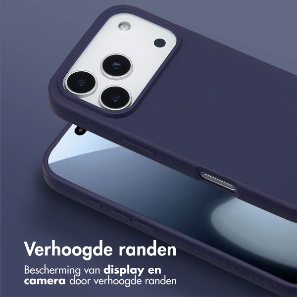 Selencia Siliconen hoesje met afneembaar koord Apple iPhone 17 Pro - Donkerblauw