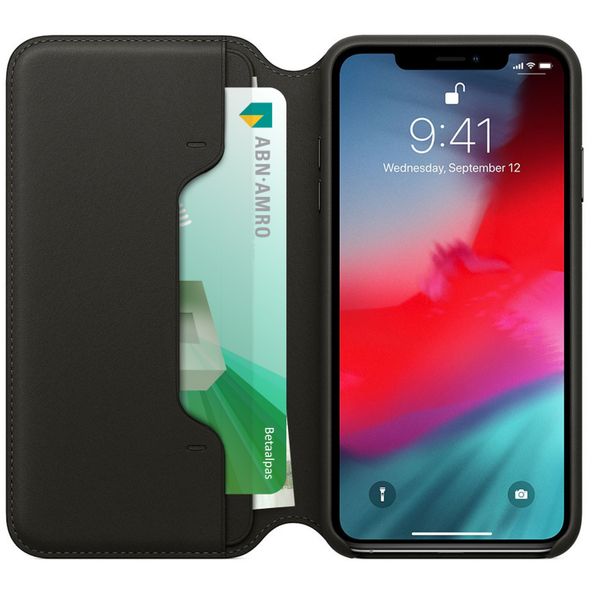 Apple Leather Folio Bookcase iPhone Xs Max - Black