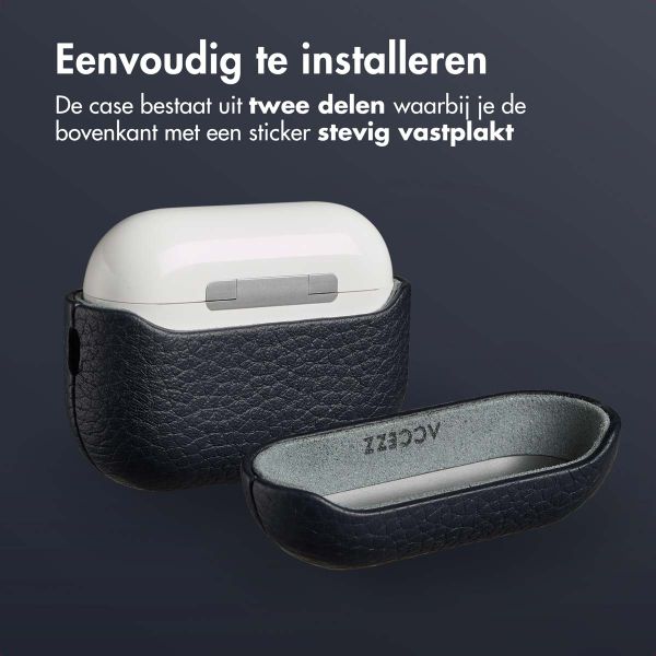 Accezz Echt Leren Case voor de Apple AirPods Pro 3 - Donkerblauw