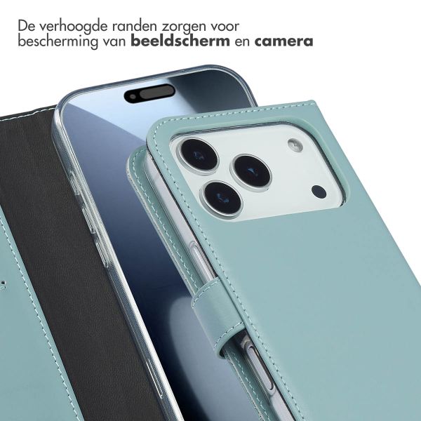 Selencia Echt Leren Bookcase Apple iPhone 17 Pro - Air Blue