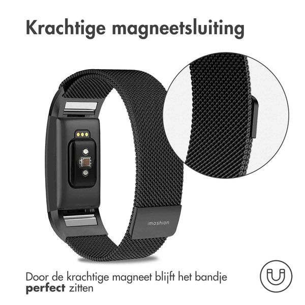 imoshion Milanees magnetisch bandje Fitbit Charge 2 - Maat M - Zwart