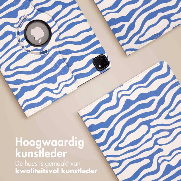 imoshion 360° Draaibare Design Bookcase Apple iPad Pro 12.9 (2018/2020/2021/2022) - White Blue Stripes