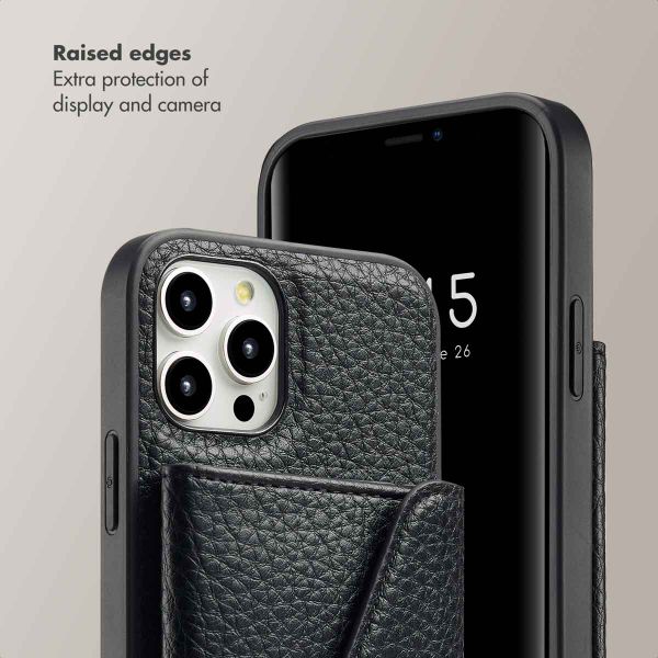 Selencia Sera Phone Case with Cord and Envelope Card Holder Apple iPhone 12 (Pro) - Black