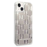 Karl Lagerfeld Liquid Glitter Backcover Monogram iPhone 14 - Zilver