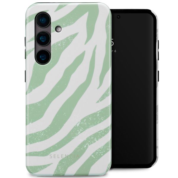 Selencia Vivid Tough Backcover Samsung Galaxy S24 - Colorful Zebra Sage Green