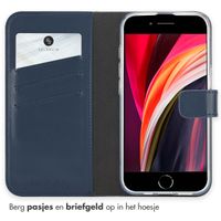 Selencia Echt Lederen Bookcase iPhone 16e - Blauw / Blue