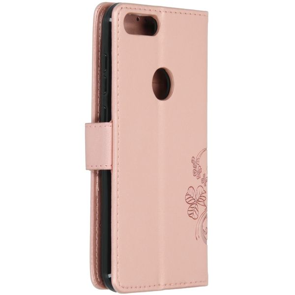Klavertje Bloemen Bookcase Alcatel 1S (2019) - Rosé Goud