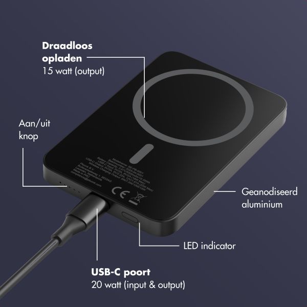 Selencia Vivid MagSafe Powerbank 5.000 mAh - Draadloze Powerbank - MagSafe en Qi2 - Black / Swirl Black