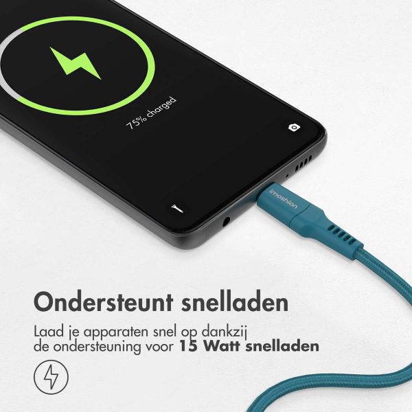 imoshion Braided USB-C naar USB kabel - 1 meter - Donkerblauw