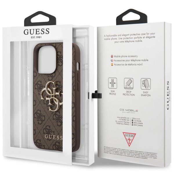 Guess 4G Metal Logo Backcover iPhone 13 Pro - Bruin