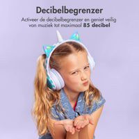 imoshion Kids Unicorn LED Light Bluetooth Headphones - Kinder koptelefoon met decibelbegrenzer - Draadloze koptelefoon + AUX kabel - Lavender Lilac / Soft Blue