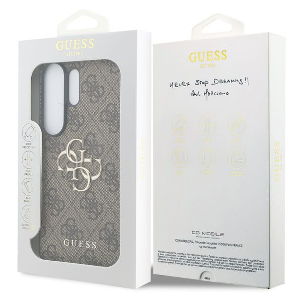 Guess 4G Leather Backcover met MagSafe Samsung Galaxy S26 Ultra - Gold Edge - Brown