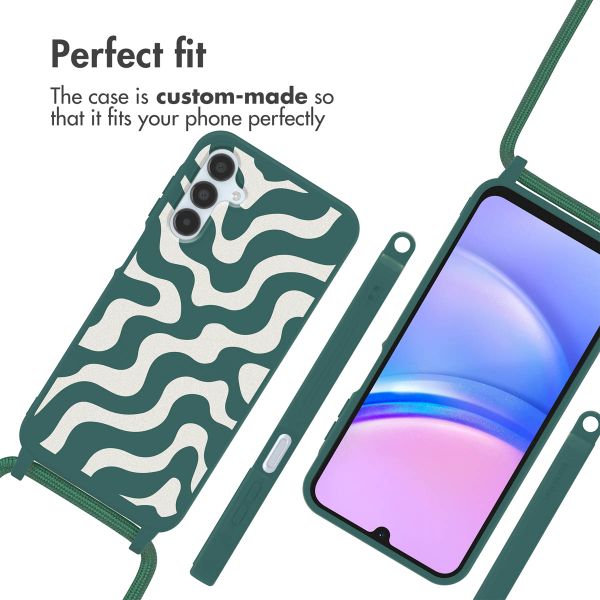 imoshion Siliconen design hoesje met koord Samsung Galaxy A15 (5G/4G) - Petrol Green Groovy