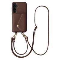 Selencia Sera Telefoonhoes met Koord en Envelop Pashouder Samsung Galaxy A55 - Chocolate Brown