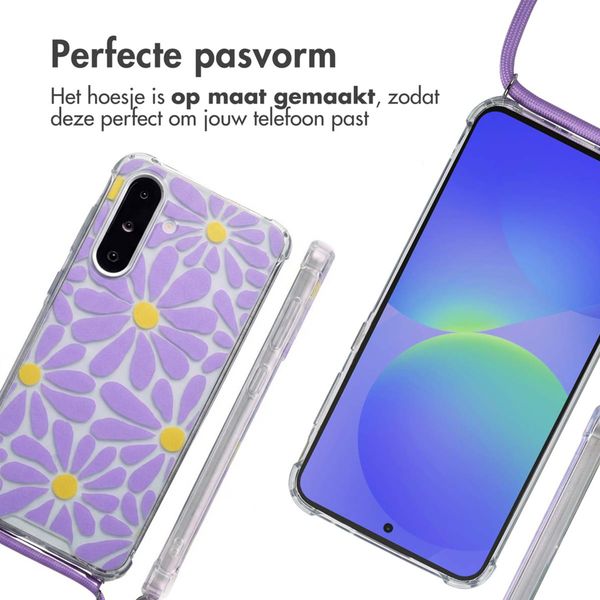 imoshion Design hoesje met koord Samsung Galaxy A26 - Tropical Violet Flowers Connect
