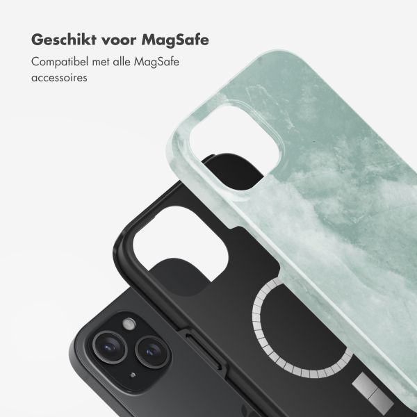 Selencia Vivid Tough Backcover met MagSafe iPhone 15 - Marble Grayed Jade