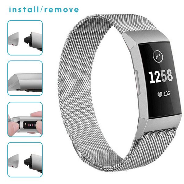 imoshion Milanees Watch bandje Fitbit Charge 3 / 4 - Zilver